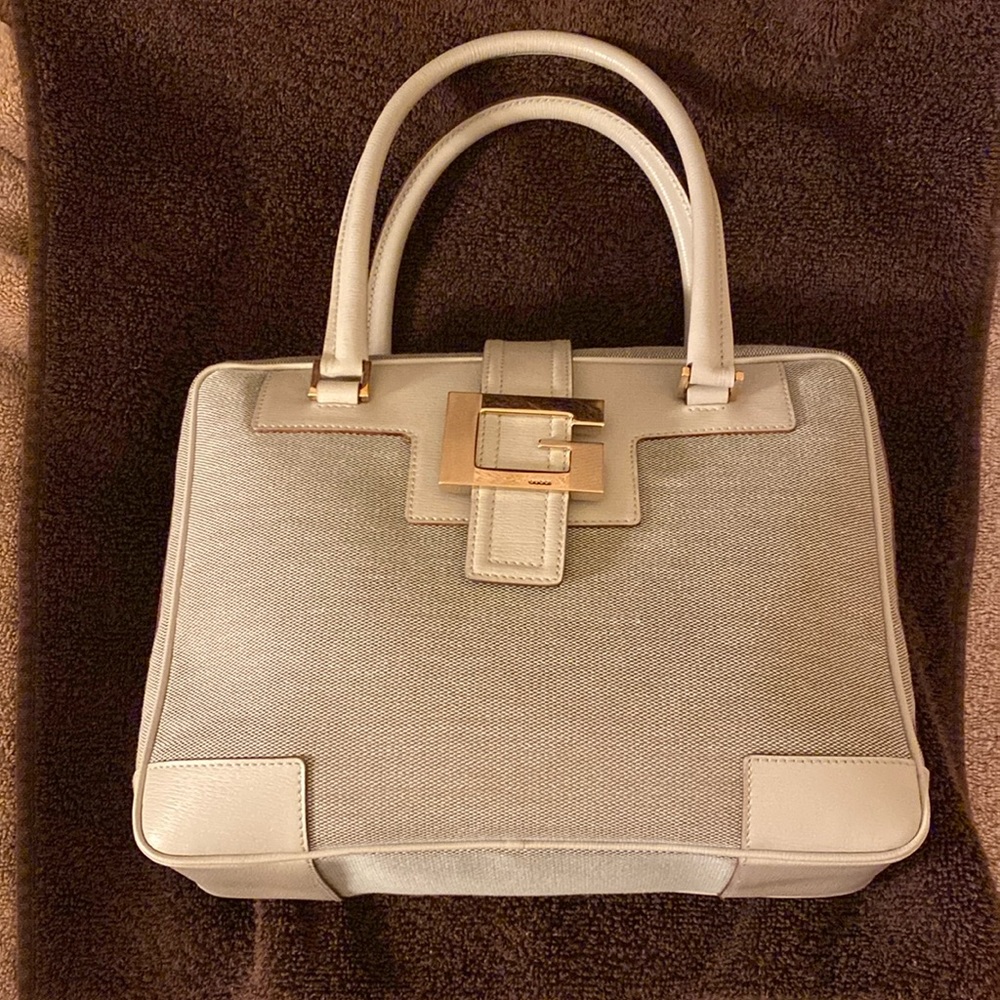 Gucci Logo Gray Top Handle Bag